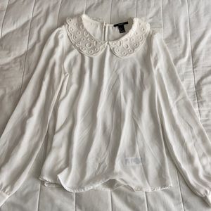 white forever21 sheer blouse size small